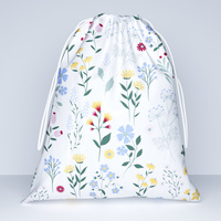 Worek szkolny na buty | 129blu | biała | polne kwiaty