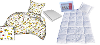 Komplet 100x160 + 50x60 + prześcieradło jersey 80x160 404biało-żółty