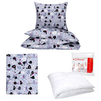 Zestaw pościeli  100x160 + 40x60 + prześcieradło we wzorze 80x160 | 061s-c | szaro czerwona | koty