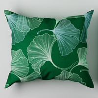 Poszewka bawełniana na poduszkę 50x80 | 324Dzi | zielona | liście miłorzębu