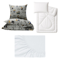 Zestaw pościeli 100x160 + 50x60 + prześcieradło jersey 80x160 | 062mur | szara | skatepark