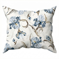 Poszewka bawełniana na jaśka 40x40 | 382iry | biało niebieska | kwiaty irysy