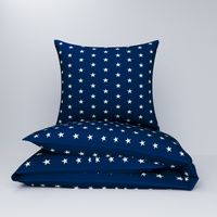 Pościel z kory 160x200 + poszewka na poduszkę 70x80 | 401Dgr | granatowa | gwiazdy
