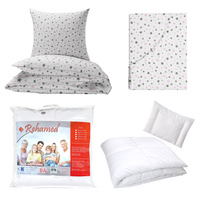 Zestaw pościeli  100x160 + 50x60 + prześcieradło we wzorze 80x160 | 188b-r | biało różowa | gwiazdy