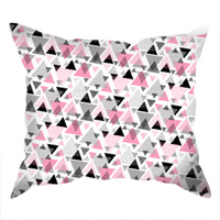 Poszewka bawełniana na jaśka 40x40 | 381róż | szaro różowa | wzór geometryczny