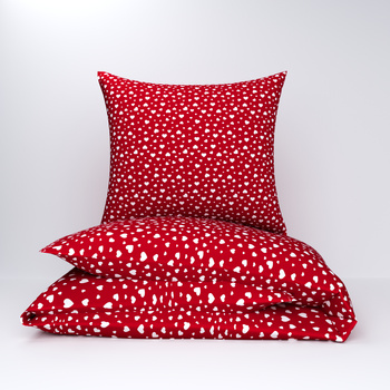 Pościel dla dziecka bawełniana 100x135 + poszewka na poduszkę 40x60 | 444red | czerwona | serca walentynki