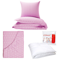 Zestaw pościeli  100x160 + 50x60 + prześcieradło we wzorze 80x160 | 401róż | różowa | gwiazdy