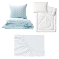 Zestaw pościeli  100x160 + 50x60 + prześcieradło jersey 80x160 | 314nie | niebieska | słonie