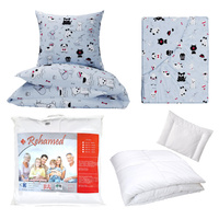 Zestaw pościeli  100x160 + 50x60 + prześcieradło we wzorze 80x160 | 189s-c | szara | psy