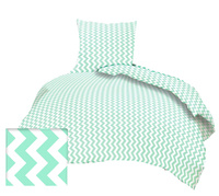 Pościel dla dziecka bawełniana 100x140 + poszewka na poduszkę 40x60 | 407mie | biało miętowa | zygzaki