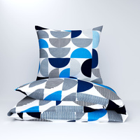 Pościel flanela 160x200 + poszewki na poduszkę 70x80 + 40x40 | 038jea | niebieska | wzór geometryczny