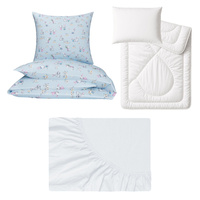 Zestaw pościeli  100x160 + 50x60 + prześcieradło jersey 80x160 | 502nie | niebieska | króliczki