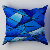 Poszewka z kory 40x40 | 025nie | niebieska | geometryczny