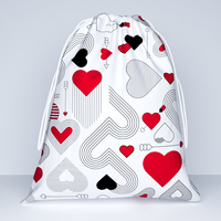 Worek szkolny na buty | 330bcz | biało czerwona | Walentynki serca