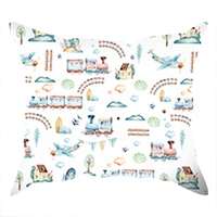 Poszewka bawełniana na jaśka 40x40 | 303bia | biała | ciuchcia pociągi