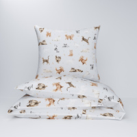 Pościel bawełniana 140x200 + poszewka na poduszkę 50x60 | 432nsz | szara | kotki