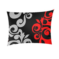 Poszewka bawełniana na poduszkę 40x80 | 325red | czarno czerwona | ornament