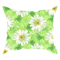 Poszewka bawełniana na jaśka 40x40 | 146zie | zielona | kwiaty rumianki
