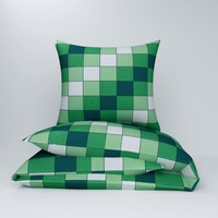 Pościel z kory 140x200 + 70x80 + 40x40 | 309z3D | zielona | krata 3D