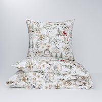 Pościel dla dziecka bawełniana 100x140 + poszewka na poduszkę 50x60 | 166swi | beżowa | świąteczna zimowa