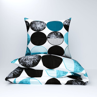 Pościel bawełniana 200x220 + poszewki na poduszkę 2*70x80 | 230trk | turkusowa | grochy