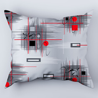 Poszewka bawełniana na poduszkę 50x50 | 150red | szaro czerwona | gry