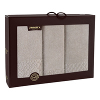 Komplet ręczników z bawełny egipskiej  na prezent Carlo sepia