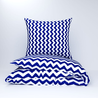 Pościel dla dziecka bawełniana 140x160 + poszewka na poduszkę 70x80 | 407gra | granatowa | zygzaki