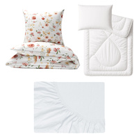 Zestaw pościeli  100x160 + 40x60 + prześcieradło jersey 80x160 | 002bor | bordowa | świąteczna Mikołaje