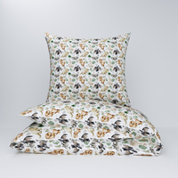 Pościel bawełniana 200x220 + poszewki na poduszkę 2*70x80 | 016bra | biało brązowa | dinozaury