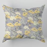 Poszewka z kory 40x40 | 219żółty | szaro żółta | kwiaty