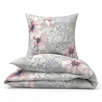 Pościel z kory 160x200 + poszewki na poduszkę 2*70x80 | 143róż | szara | kwiaty