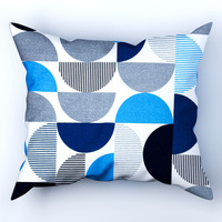 Poszewka flanela 50x60 | 038jea | niebieska | wzór geometryczny