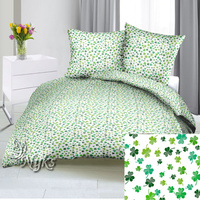 Pościel bawełniana 140x200 + poszewka na poduszkę 50x60 | 170zielony | zielona | koniczyna