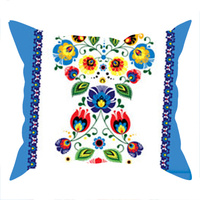 Poszewka bawełniana na poduszkę 40x80 | 419blue | niebieska | wzór łowicki