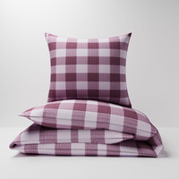 Pościel z kory 140x200 + 70x80 + 40x40 | krata puder | różowa | kratka