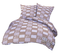 Pościel flanela 140x200 + poszewka na poduszkę 70x80 | 107Nbe | brązowa | patchwork