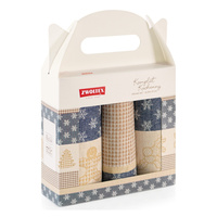 Komplet świątecznych ścierek kuchennych Ciastek granatowo-beżowy