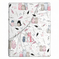 Prześcieradło z gumką do łóżeczka 40x90 bawełniane | 432roz | biało różowe | koty pupile