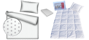 Komplet 100x160 + 50x60 + prześcieradło jersey 80x160 485bial-szar