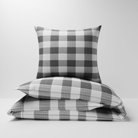 Pościel z kory 160x200 + poszewki na poduszkę 2*70x80 | krata szara | szara | kratka