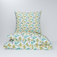 Pościel bawełniana 200x220 + poszewki na poduszkę 2*70x80 | 016zie | biało niebieska | dinozaury