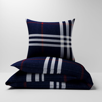 Pościel z kory 160x200 + 70x80 + 40x40 | 218gran | granatowa | kratka