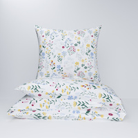 Pościel bawełniana 200x220 + poszewki na poduszkę 2*70x80 | 129blu | biała | polne kwiaty