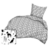 Pościel dla dziecka bawełniana 120x160 + poszewka na poduszkę 50x60 | 189bia | biało czarna | psy