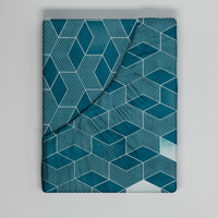 Prześcieradło z gumką do łóżeczka 90x160 bawełniane | 315Gbu | zielone | wzór geometryczny