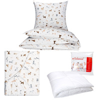 Zestaw pościeli  100x160 + 40x60 + prześcieradło we wzorze 80x160 | 189Nbe | beżowa | pieski