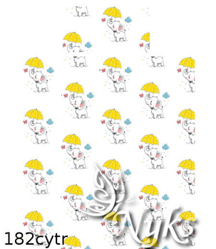 Pościel bawełniana 140x200 + poszewka na poduszkę 50x60 | 182cytr | biało żólta | słonie