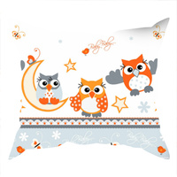 Poszewka bawełniana na jaśka 40x40 | 234sza | szara | sowy