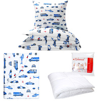 Zestaw pościeli  100x160 + 40x60 + prześcieradło we wzorze 80x160 | 997bia | biała | policja